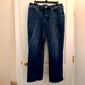 NYDJ straight leg high rise size 12 blue denim jeans